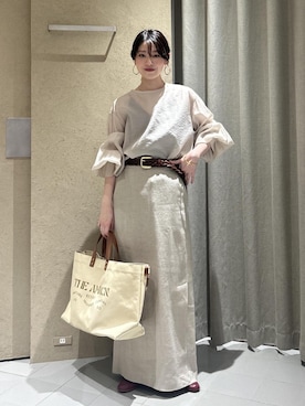 「SALON adam et rope'（サロン アダム エ ロペ）の【MARTINIANO（マルティニアーノ）】GLOVE（パンプス、レッド系）」を使った、haruさん（レディース・159cm）の春コーディネート