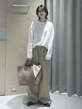 「SALON adam et rope'（サロン アダム エ ロペ）の【W S（ドゥーブル）】レザーフラットミュール（その他シューズ、ブラック系）」を使った、haruさん（レディース・159cm）の春コーディネート