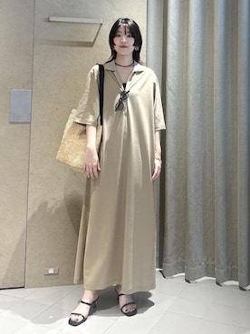 「SALON adam et rope'（サロン アダム エ ロペ）の【W S（ドゥーブル）】レザーヒールサンダル（サンダル、ブラック系）」を使った、haruさん（レディース・159cm）の夏コーディネート