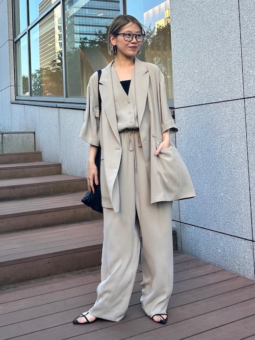 セール】バックサテンハーフスリーブジャケット［セットアップ