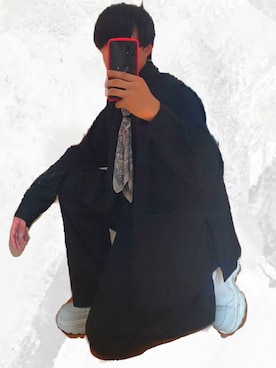「Ellno Loset（エルノロゼット）のアイテム（バンダナ/スカーフ）」を使った、かきぃさん（メンズ・177cm）の秋コーディネート