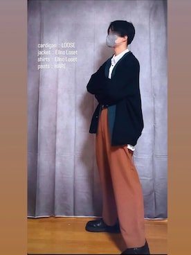 「Ellno Loset（エルノロゼット）のアイテム（テーラードジャケット）」を使った、かきぃさん（メンズ・177cm）の冬コーディネート