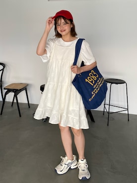 「白ワンピース」｜あおさんさん（レディース・155cm）の夏コーディネート