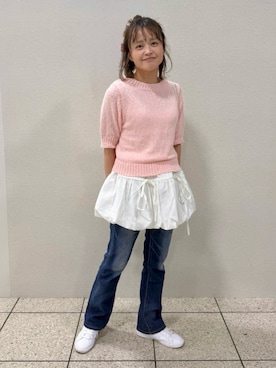 「アイテム（ニット/セーター）」を使った、あおさんさん（レディース・155cm）の夏コーディネート