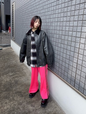 「アイテム（ライダースジャケット）」を使った、chika0209さん（レディース・165cm）の秋コーディネート