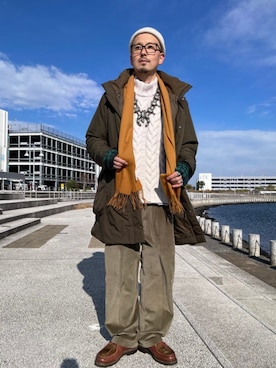 「アイテム（モッズコート）」を使った、小宮さん（メンズ・181cm）の冬コーディネート