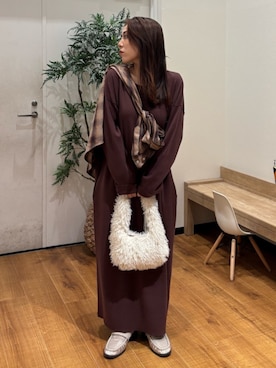 「Ungrid（アングリッド）のビッグルーズチェックシャツ（シャツ/ブラウス）」を使った、長谷川梨奈さん（レディース・154cm）の秋コーディネート