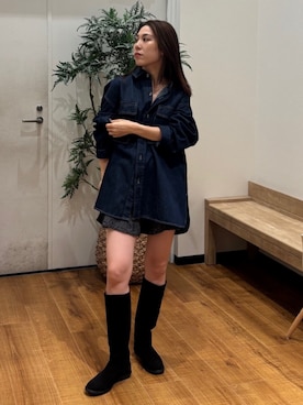 「Ungrid（アングリッド）のアイテム（シャツ/ブラウス）」を使った、長谷川梨奈さん（レディース・154cm）の秋コーディネート