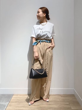 「アイテム（ストール/ショール）」を使った、MUNEHISAさん（レディース・153cm）の夏コーディネート