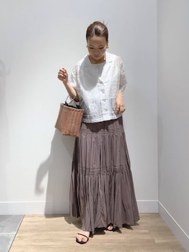 「レースブラウス」｜MUNEHISAさん（レディース・153cm）の夏コーディネート