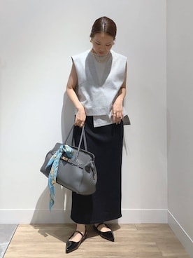「アイテム（トートバッグ）」を使った、MUNEHISAさん（レディース・153cm）の夏コーディネート