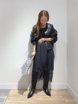 「アイテム（その他アウター、ブラック系）」を使った、MUNEHISAさん（レディース・153cm）の秋コーディネート