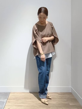 「アイテム（パンプス、ベージュ系）」を使った、MUNEHISAさん（レディース・153cm）の夏コーディネート