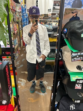 「アイテム（キャップ、パープル系）」を使った、dlkunさん（メンズ・167cm）の秋コーディネート