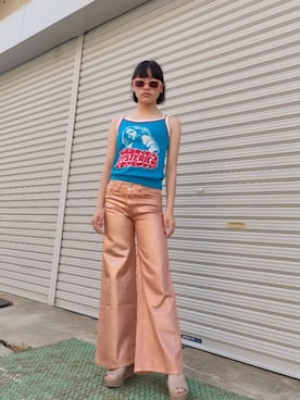 「アイテム（パンツ、ピンク系）」を使った、RiHOさん（レディース・152cm）の夏コーディネート