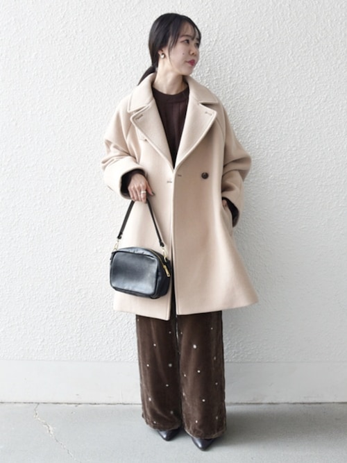 シップス エニィ（SHIPS any）/SHIPS any:〈手洗い可能〉ポリエステル ベロア 刺繍 ストレート ワイド パンツ セール】SHIPS any:〈手洗い可能〉ポリエステル ベロア 刺繍