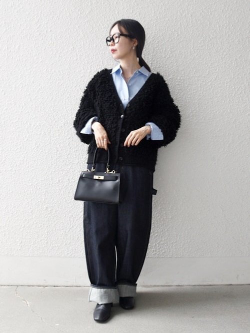 SHIPS any: ループ ニット Vネック ショート カーディガン