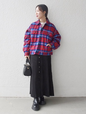 「Aラインスカート」｜山内さん（レディース・153cm）の秋コーディネート