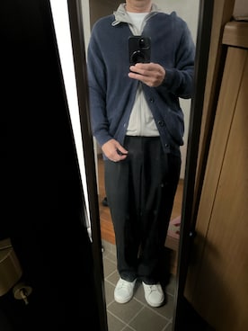 「アイテム（カーディガン/ボレロ）」を使った、169男さん（メンズ・169cm）の冬コーディネート