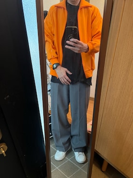 「GU（ジーユー）のGU ワイドストレートスラックス　06グレー（スラックス、グレー系）」を使った、169男さんの春コーディネート