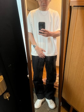 「adidas（アディダス）のアイテム（スニーカー、ホワイト系）」を使った、169男さん（メンズ・169cm）の夏コーディネート