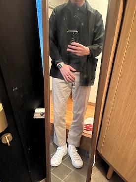 「adidas（アディダス）のアイテム（スニーカー、ホワイト系）」を使った、169男さん（メンズ・169cm）の春コーディネート