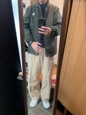 「THE NORTH FACE（ザノースフェイス）のノースフェイス　コーチジャケット　ニュートープ（ナイロンジャケット、その他）」を使った、169男さん（メンズ・169cm）の春コーディネート