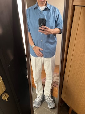 「NEW BALANCE（ニューバランス）のアイテム（スニーカー、グレー系）」を使った、169男さん（メンズ・169cm）の夏コーディネート