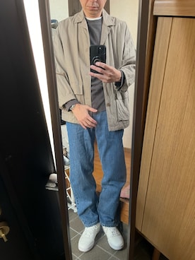 「Levi's（リーバイス）のLevi's   ユナイテッドアローズ グリーンレーベルリラクシング【別注】＜Levi’s(R)＞565 ルーズ  ストレート デニム パンツ ジーンズ　カラー　コバルト（デニムパンツ、ブルー系）」を使った、169男さん（メンズ・169cm）の春コーディネート