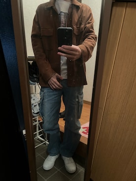 「アイテム（カーゴパンツ）」を使った、169男さん（メンズ・169cm・40代）の秋コーディネート