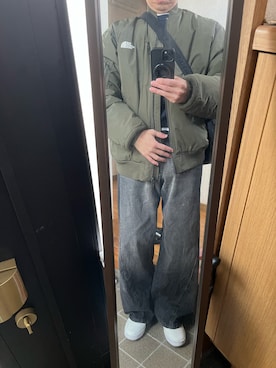 「ノースフェイス」｜「アイテム（スウェット）」を使った、169男さん（メンズ・169cm）の冬コーディネート