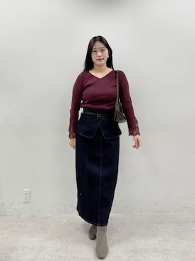 「natural couture（ナチュラルクチュール）のアイテム（ニット/セーター）」を使った、airiさん（レディース・161cm）の秋コーディネート