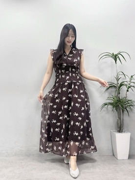 「natural couture（ナチュラルクチュール）のウエストシャーリングプチハイワンピース（ワンピース、その他）」を使った、airiさん（レディース・161cm）の夏コーディネート