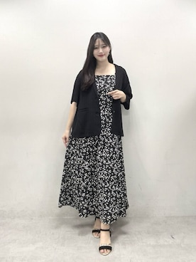 「natural couture（ナチュラルクチュール）の楊柳ジャケット（テーラードジャケット、ブラック系）」を使った、airiさん（レディース・161cm）の春コーディネート