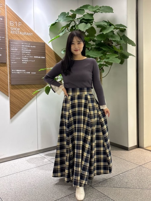 セール】【WEB限定】ハイウエストサーキュラーチェックスカート