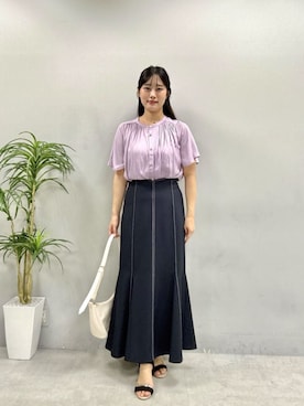 「natural couture（ナチュラルクチュール）のアイテム（シャツ/ブラウス）」を使った、airiさん（レディース・161cm）の夏コーディネート