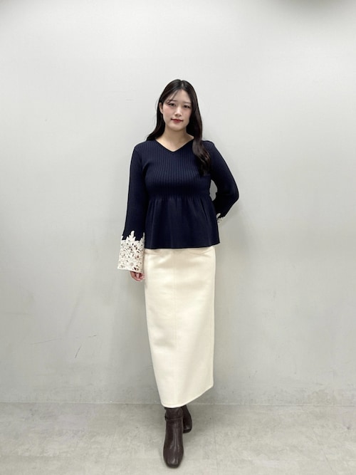 袖レースペプラムニット（ニット/セーター）｜natural couture