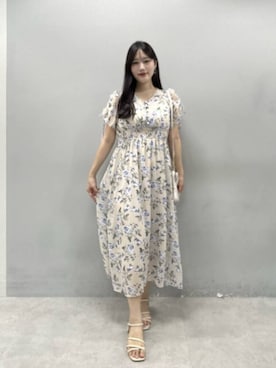「natural couture（ナチュラルクチュール）のドロストデザインフレアワンピース（ワンピース、その他）」を使った、airiさん（レディース・161cm）の春コーディネート