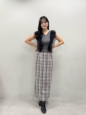 「スカートコーデ」｜「アイテム（ベスト）」を使った、airiさん（レディース・161cm）の秋コーディネート