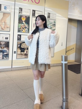 「アイテム（ノーカラーコート）」を使った、airiさん（レディース・161cm）の冬コーディネート