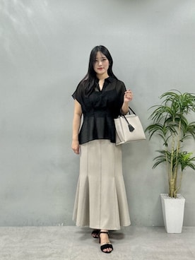 「natural couture（ナチュラルクチュール）のアイテム（シャツ/ブラウス）」を使った、airiさん（レディース・161cm）の夏コーディネート