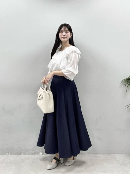 セール】綿麻ハイウエストサーキュラースカート（スカート）｜natural