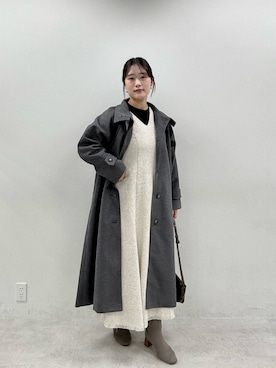 「アイテム（ステンカラーコート）」を使った、airiさん（レディース・161cm）の秋コーディネート