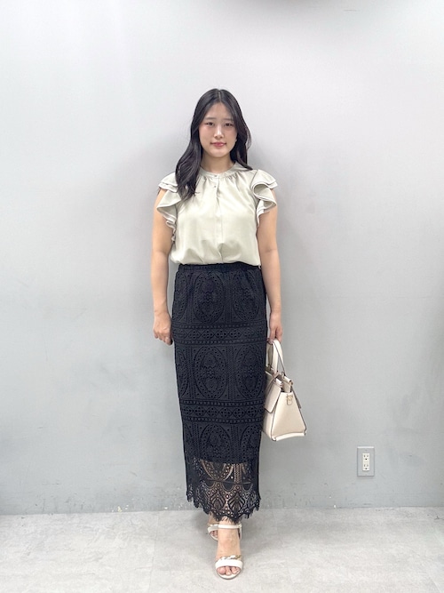 Coral様 パネルスリーブニット×スカートコーデ natural coutureairiさんのスカートを使ったコーディネート