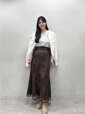 「natural couture（ナチュラルクチュール）の【sherbet line】接触冷感パール釦ブラウス（シャツ/ブラウス、グリーン系）」を使った、airiさん（レディース・161cm）の夏コーディネート