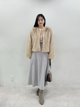 「アイテム（ノーカラージャケット）」を使った、airiさん（レディース・161cm）の秋コーディネート