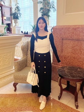 「natural couture（ナチュラルクチュール）のアイテム（ニット/セーター）」を使った、airiさん（レディース・161cm）の秋コーディネート