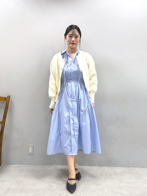 natural couture｜ポリニット金釦ポケ付きカーディガン