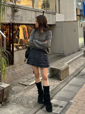 「RAY CASSIN（レイカズン）のアイテム（スカート）」を使った、asamiさん（レディース・152cm）の冬コーディネート