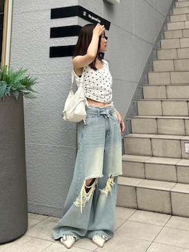 「RAY CASSIN（レイカズン）のアイテム（パンツ）」を使った、asamiさん（レディース・152cm）の夏コーディネート